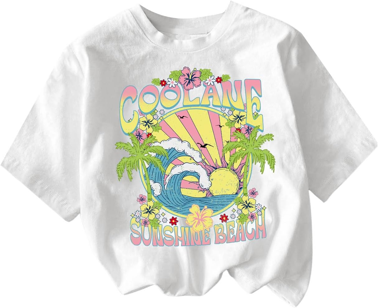 RoseSeek Girl's Graphic Print Tee Shirt Round Neck Short Sleeve T Shirts Summer Cute Trendy Tops - Image 42