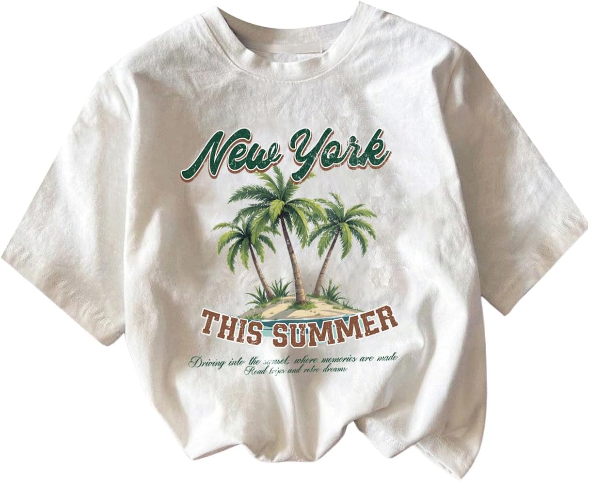 RoseSeek Girl's Graphic Print Tee Shirt Round Neck Short Sleeve T Shirts Summer Cute Trendy Tops - Image 40