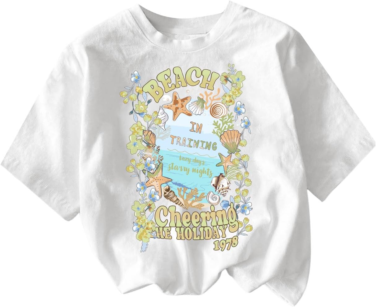 RoseSeek Girl's Graphic Print Tee Shirt Round Neck Short Sleeve T Shirts Summer Cute Trendy Tops - Image 34