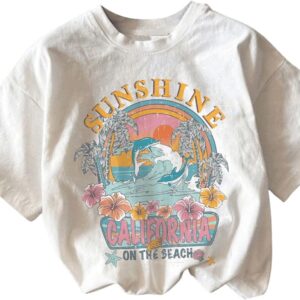 RoseSeek Girl's Graphic Print Tee Shirt Round Neck Short Sleeve T Shirts Summer Cute Trendy Tops