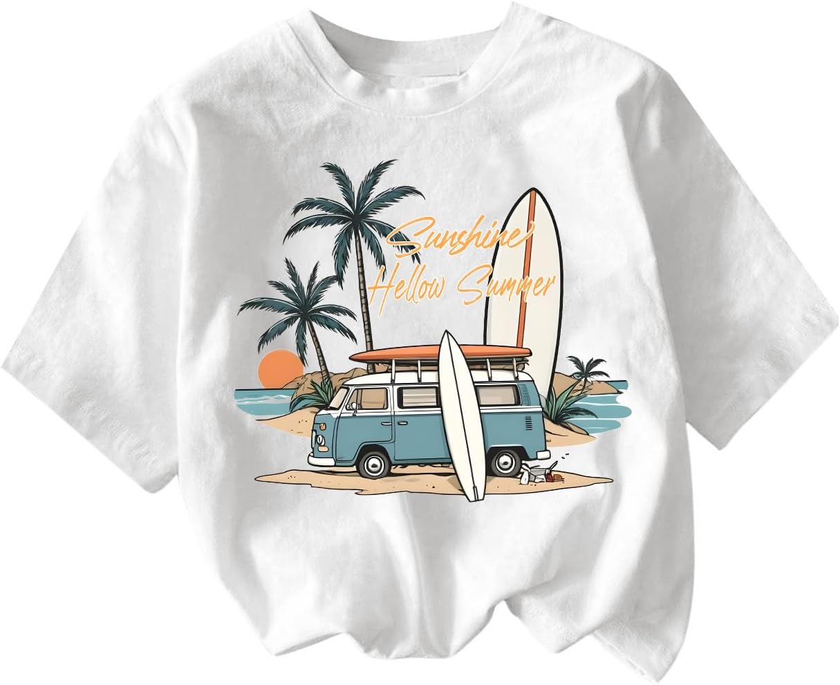 RoseSeek Girl's Graphic Print Tee Shirt Round Neck Short Sleeve T Shirts Summer Cute Trendy Tops - Image 29