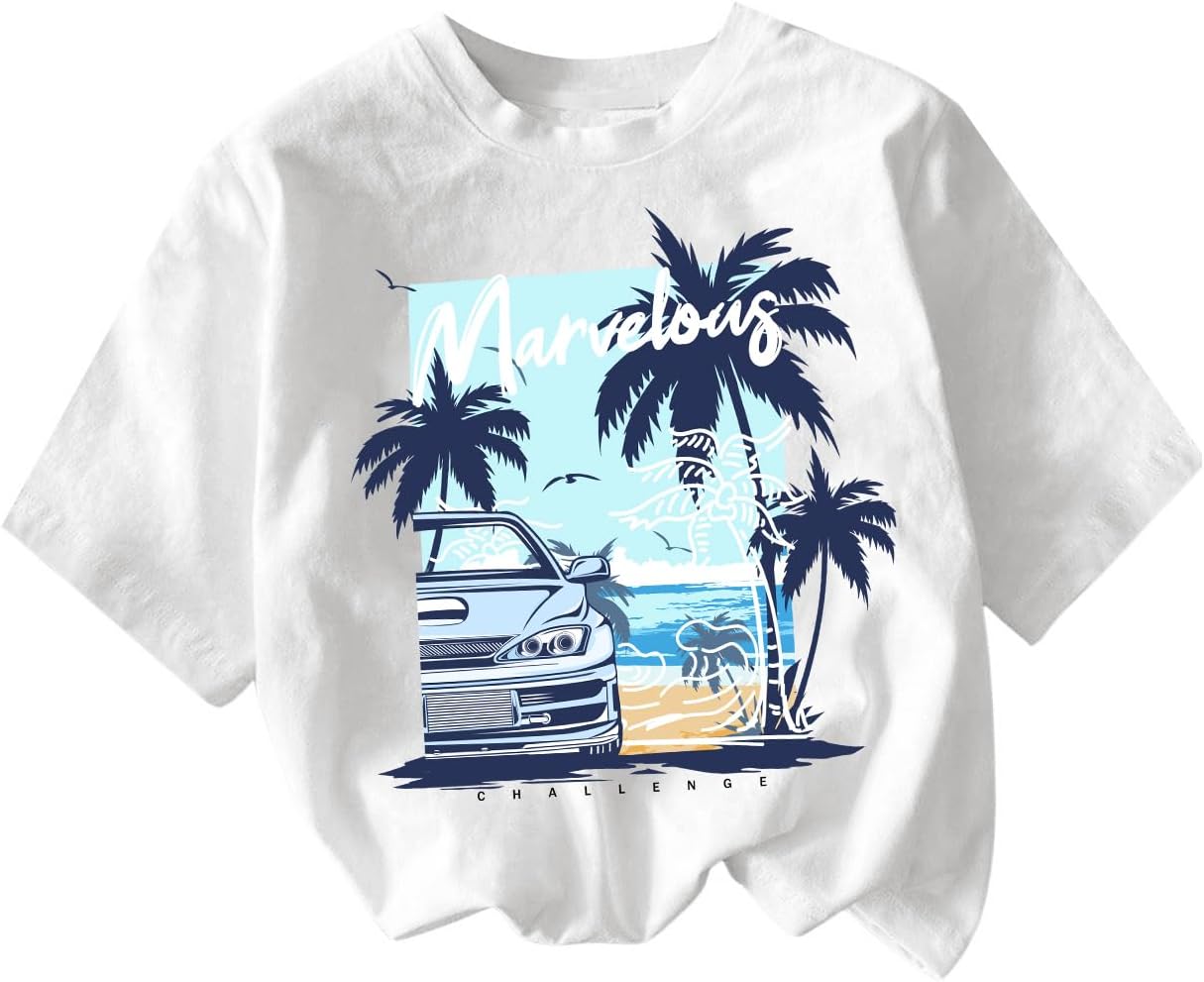 RoseSeek Girl's Graphic Print Tee Shirt Round Neck Short Sleeve T Shirts Summer Cute Trendy Tops - Image 39