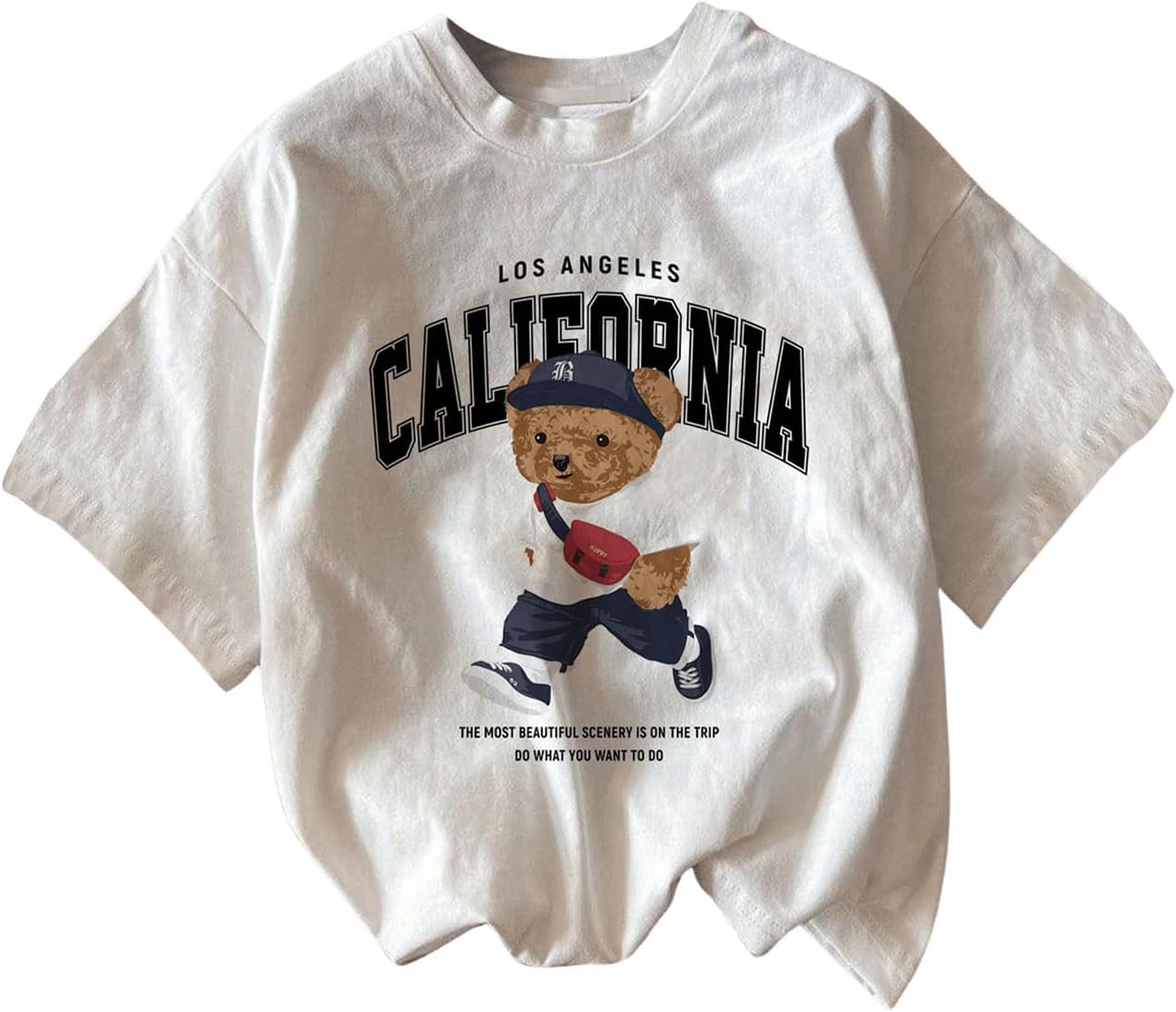 RoseSeek Men's Graphic Letter Print Tees Crewneck Short Sleeve Baggy Drop Shoulder Vintage T Shirts Streetwear