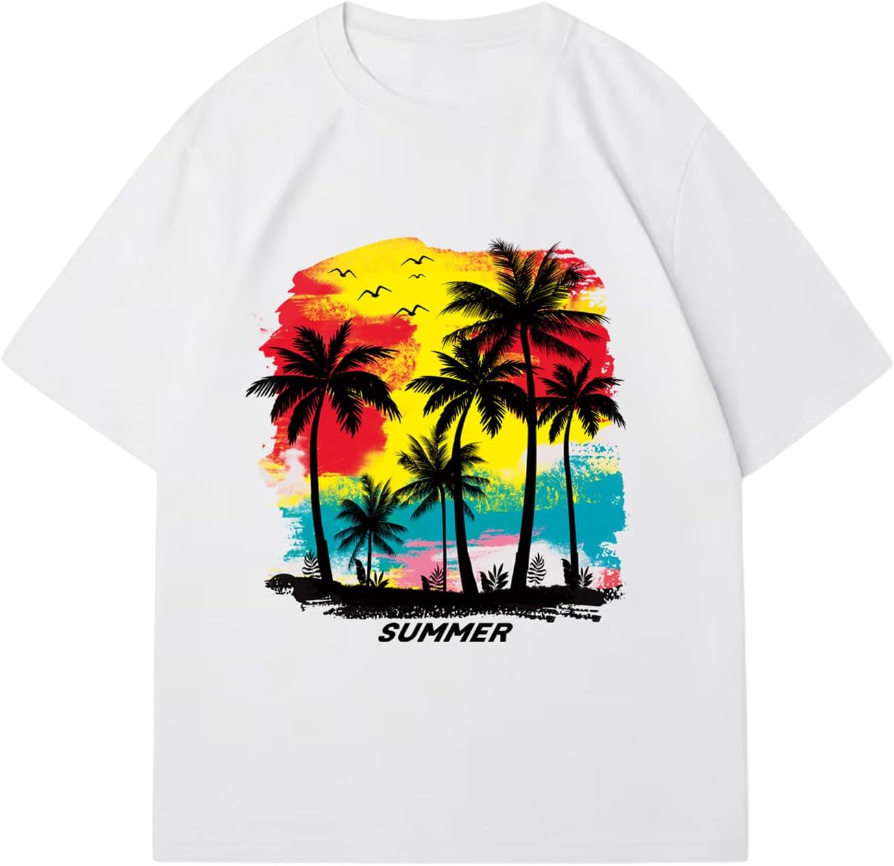 RoseSeek Men's Graphic Letter Print Tees Crewneck Short Sleeve Baggy Drop Shoulder Vintage T Shirts Streetwear - Image 9