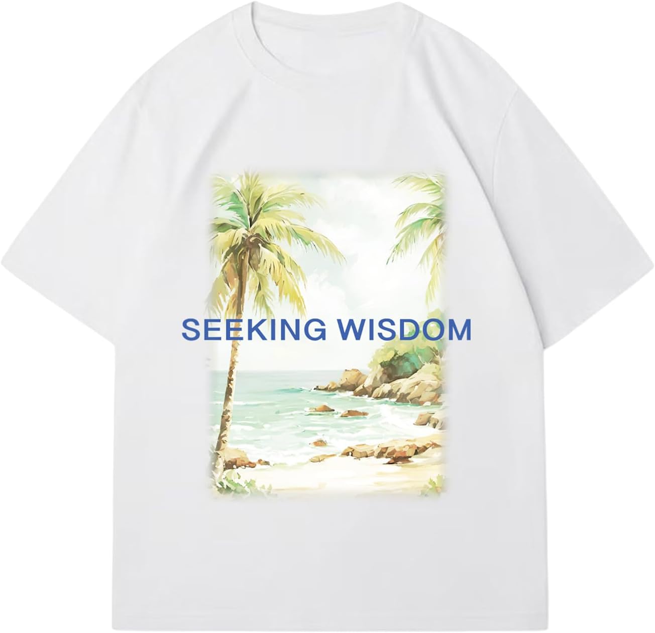 RoseSeek Men's Graphic Letter Print Tees Crewneck Short Sleeve Baggy Drop Shoulder Vintage T Shirts Streetwear - Image 17