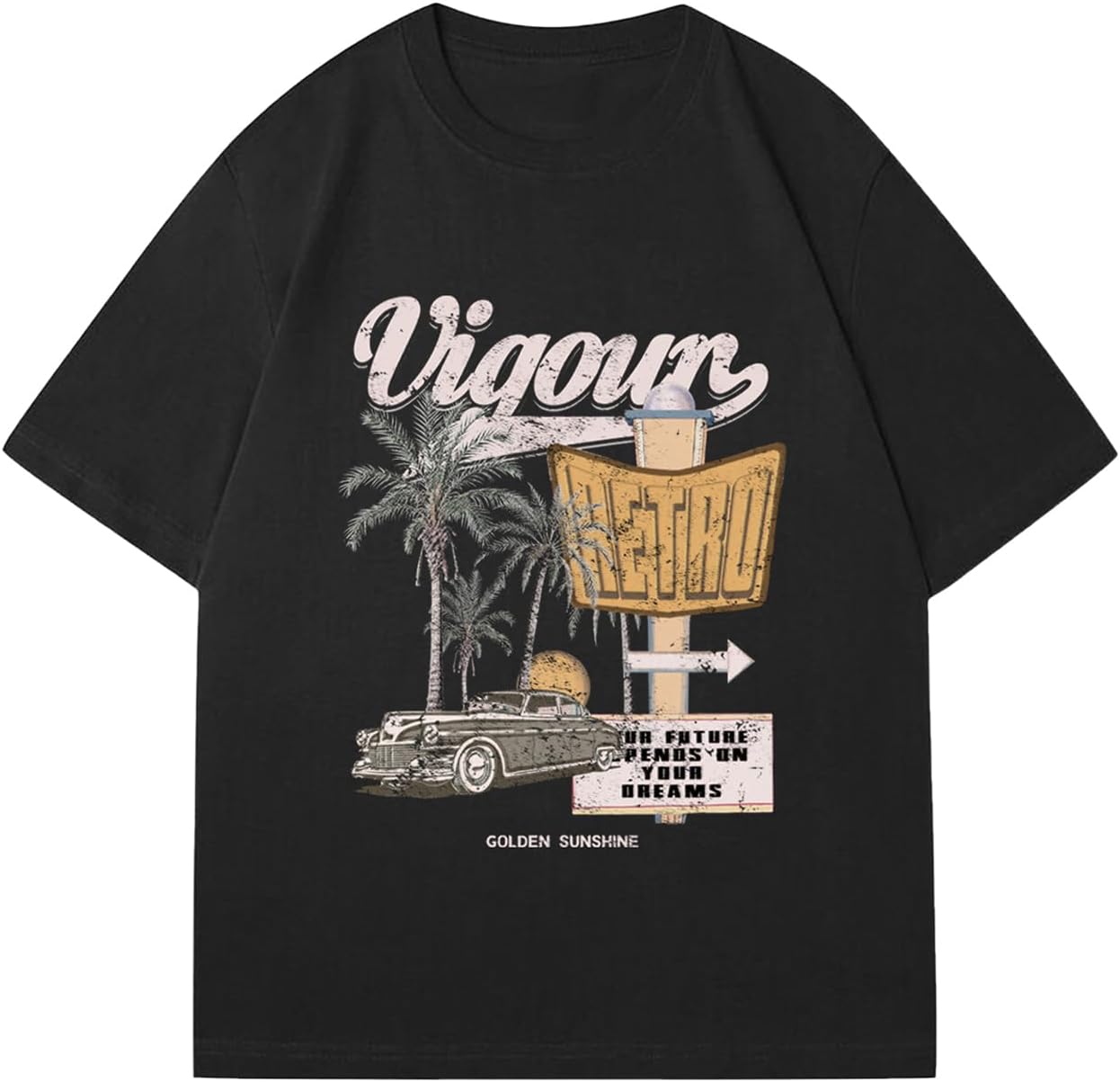 RoseSeek Men's Graphic Letter Print Tees Crewneck Short Sleeve Baggy Drop Shoulder Vintage T Shirts Streetwear - Image 15