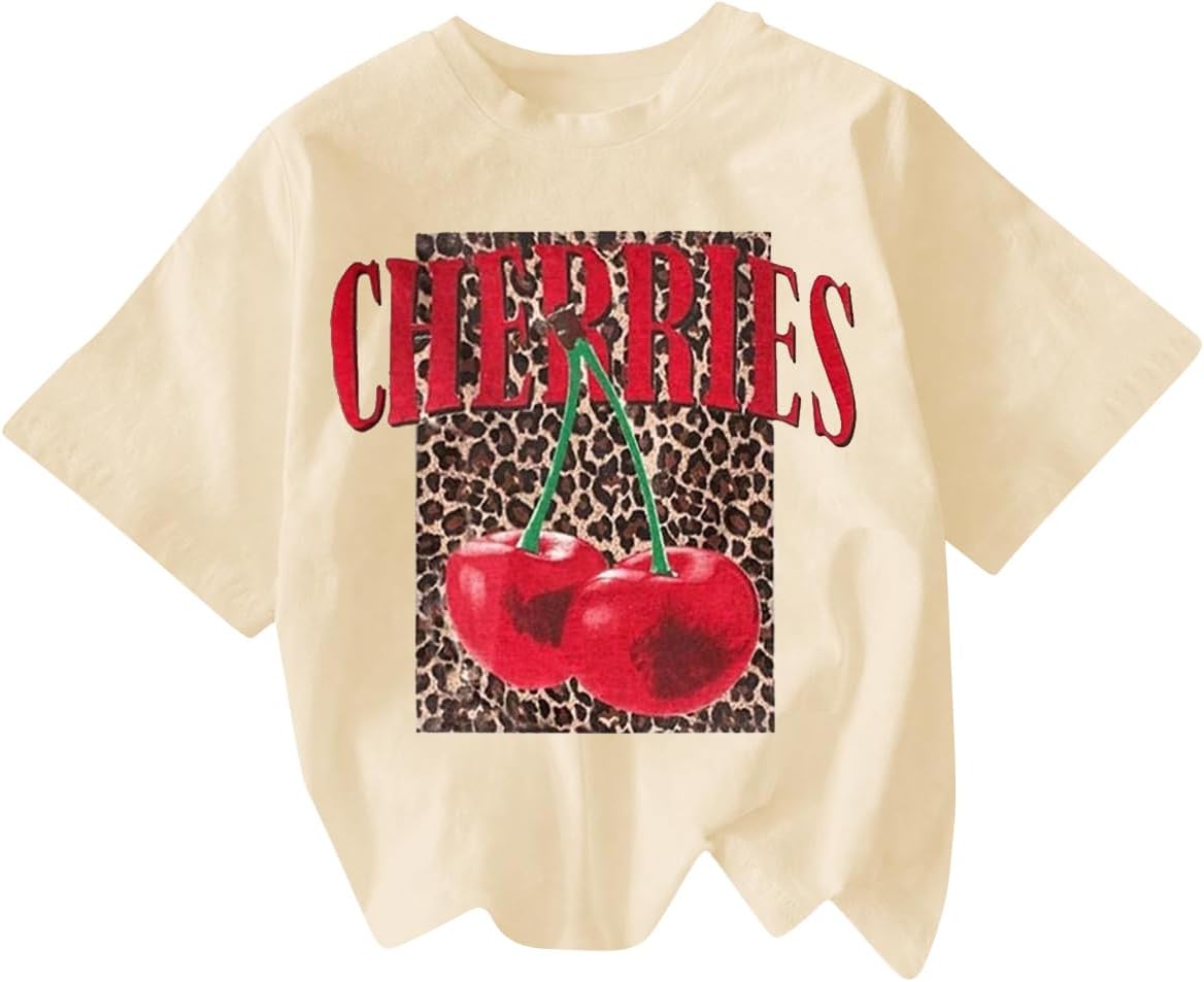RoseSeek Women's Cherry Bow Graphic Tees Short Sleeve Crew Neck Summer T Shirt Tops for Women Trendy - Image 12