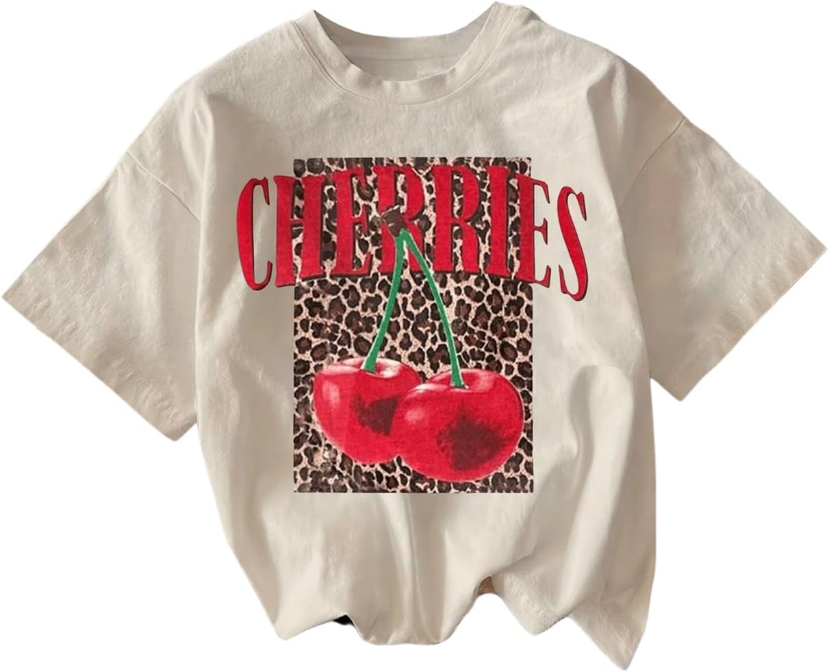 RoseSeek Women's Cherry Bow Graphic Tees Short Sleeve Crew Neck Summer T Shirt Tops for Women Trendy - Image 10