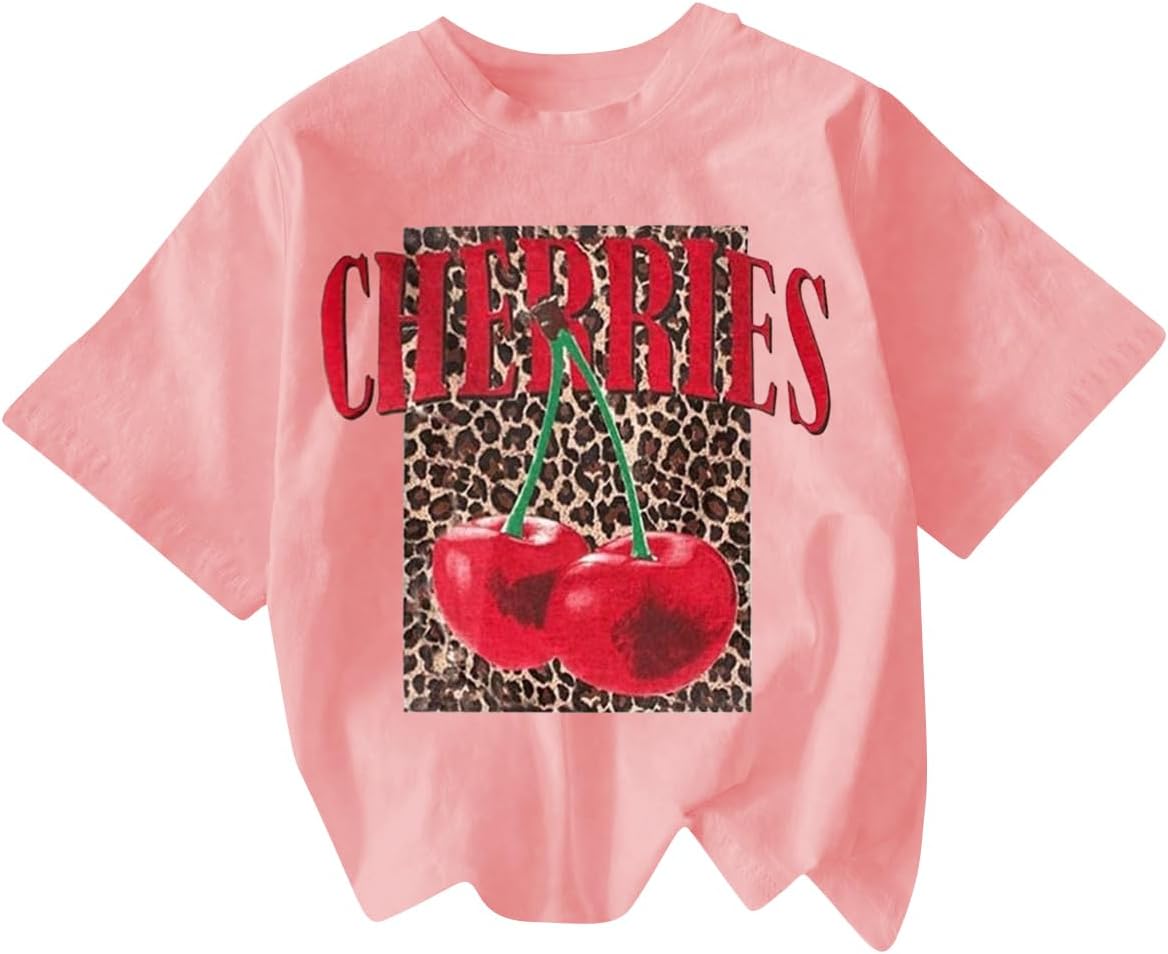 RoseSeek Women's Cherry Bow Graphic Tees Short Sleeve Crew Neck Summer T Shirt Tops for Women Trendy - Image 15