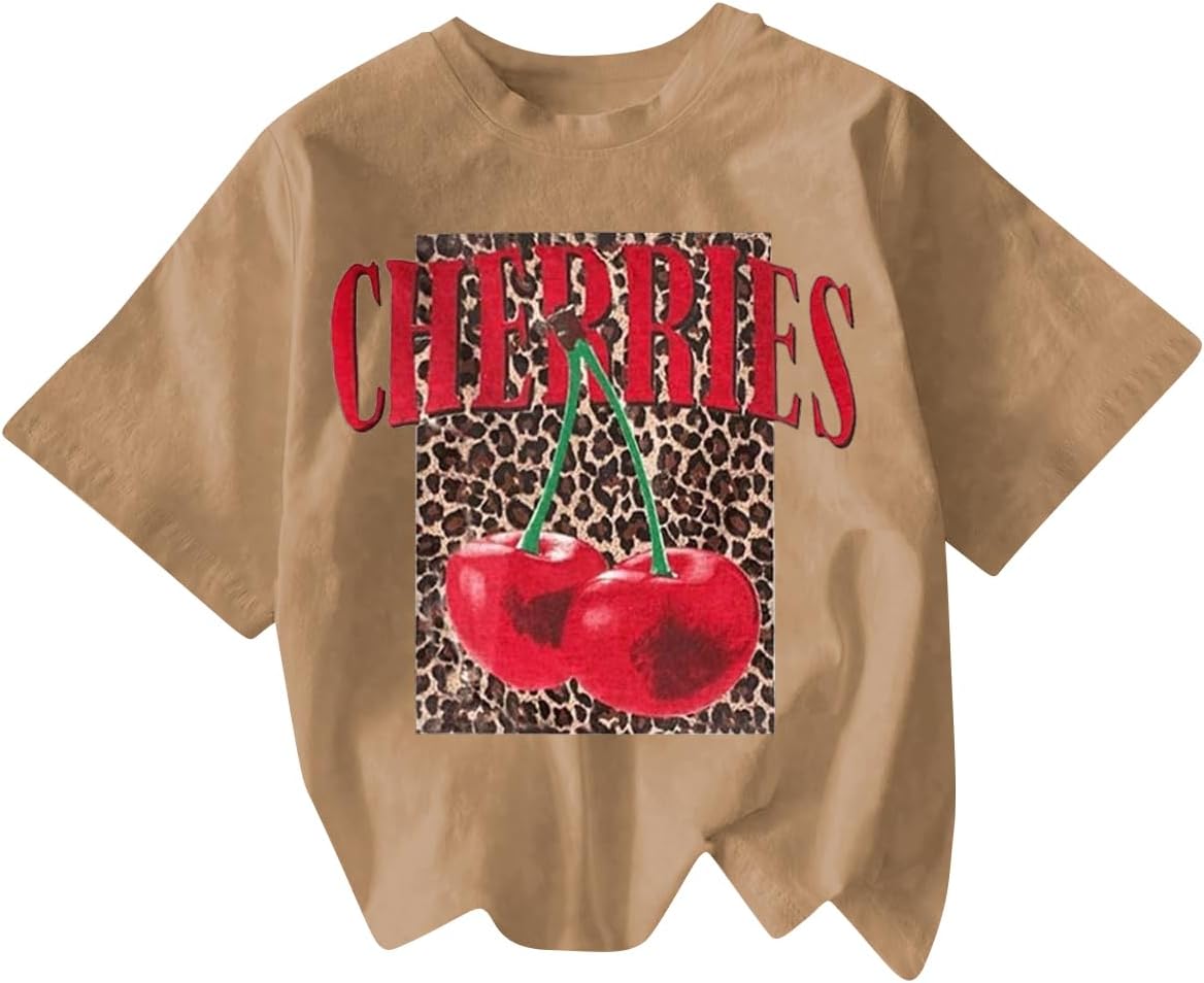 RoseSeek Women's Cherry Bow Graphic Tees Short Sleeve Crew Neck Summer T Shirt Tops for Women Trendy - Image 6