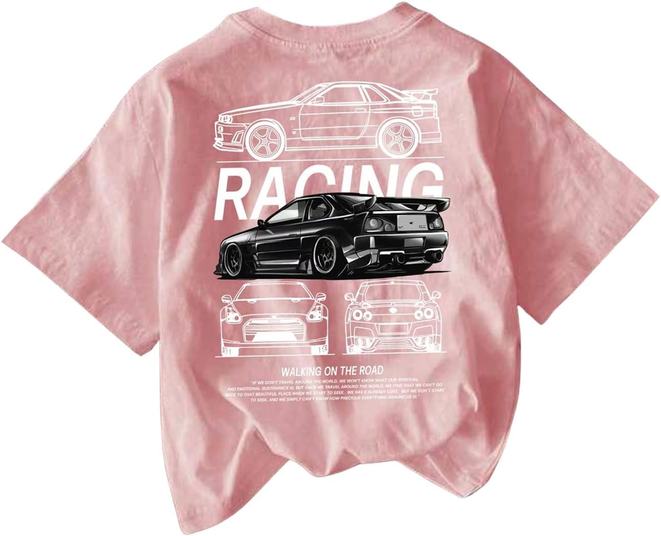 RoseSeek Women's Graphic Letter Tee Crew Neck Drop Shoulder Trendy Summer T Shirt Short Sleeve Vintage Car Print Top - Image 43