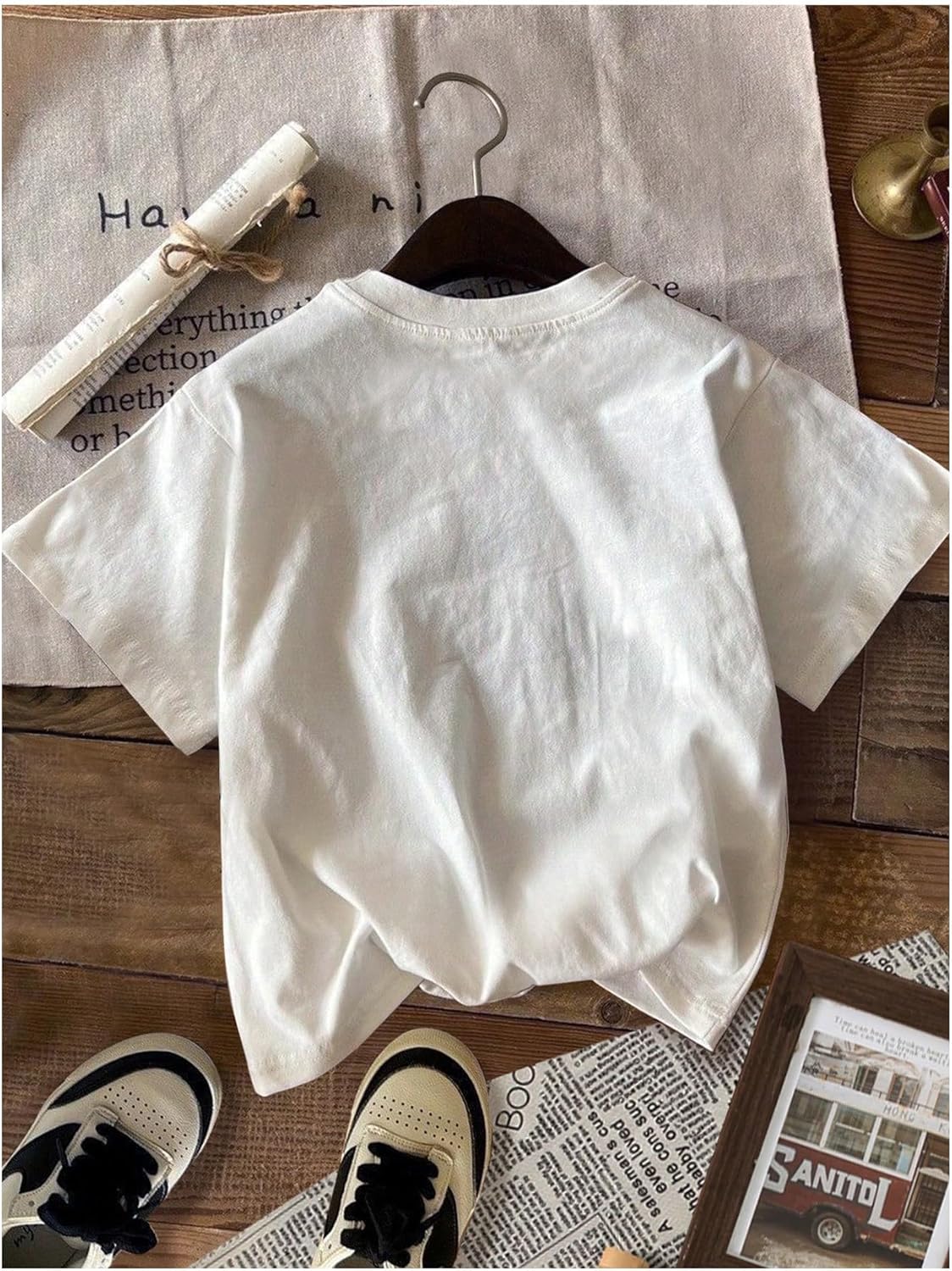 RoseSeek Women's Graphic Letter Tee Crew Neck Drop Shoulder Trendy Summer T Shirt Short Sleeve Vintage Car Print Top - Image 2