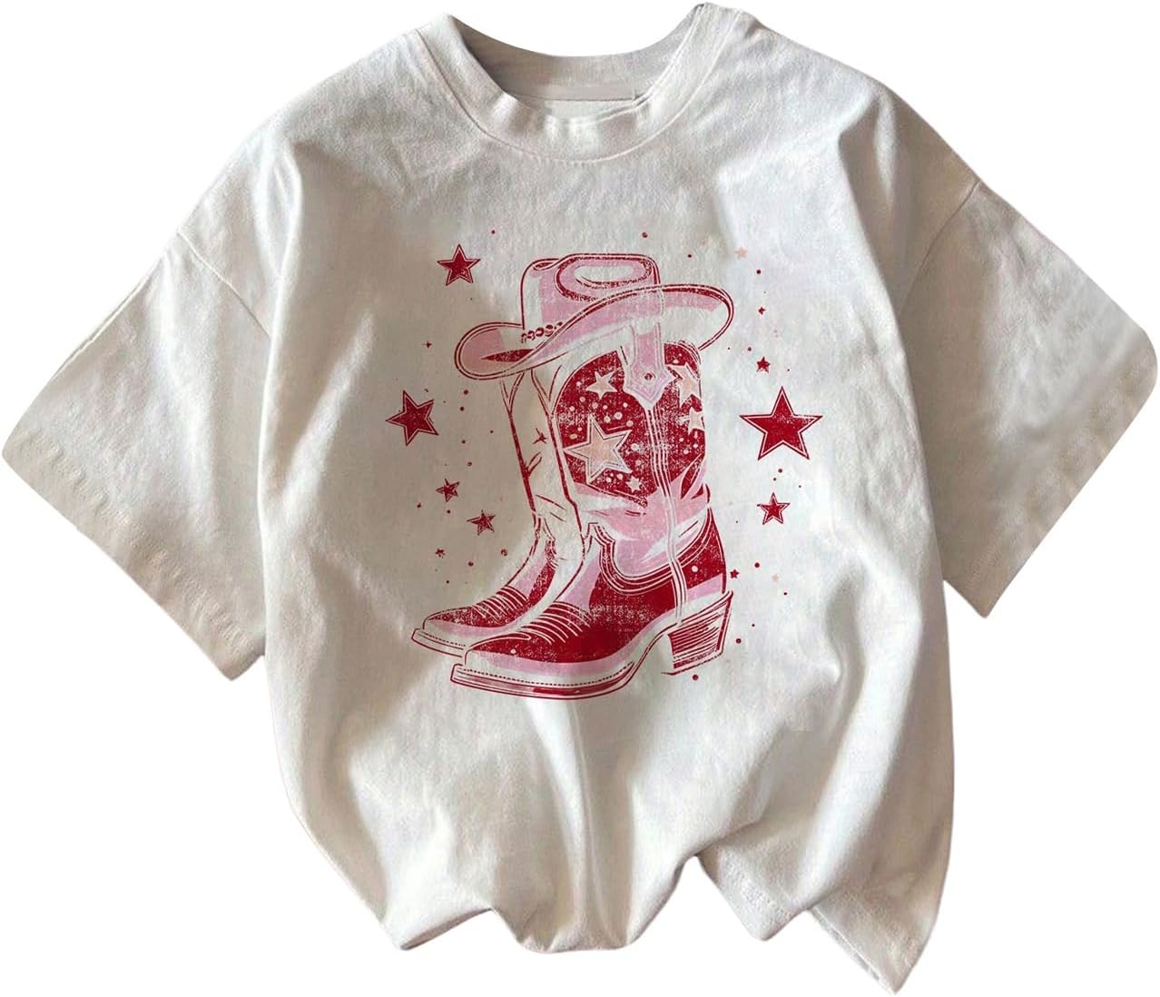 RoseSeek Women's Graphic Letter Tee Crew Neck Drop Shoulder Trendy Summer T Shirt Short Sleeve Vintage Car Print Top - Image 9