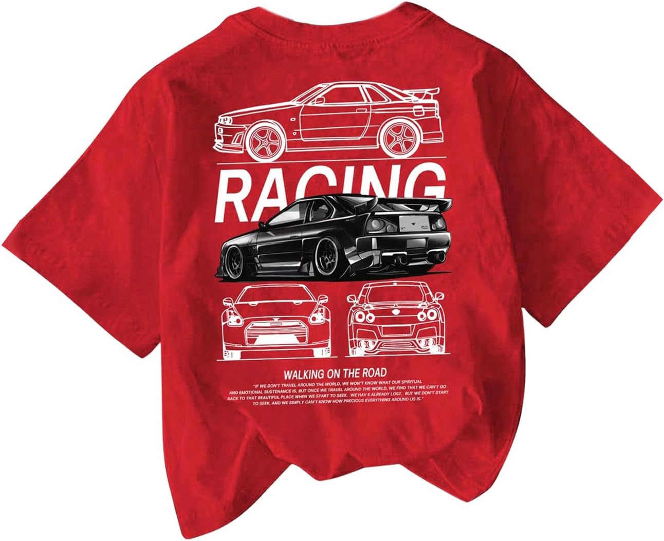 RoseSeek Women's Graphic Letter Tee Crew Neck Drop Shoulder Trendy Summer T Shirt Short Sleeve Vintage Car Print Top - Image 17