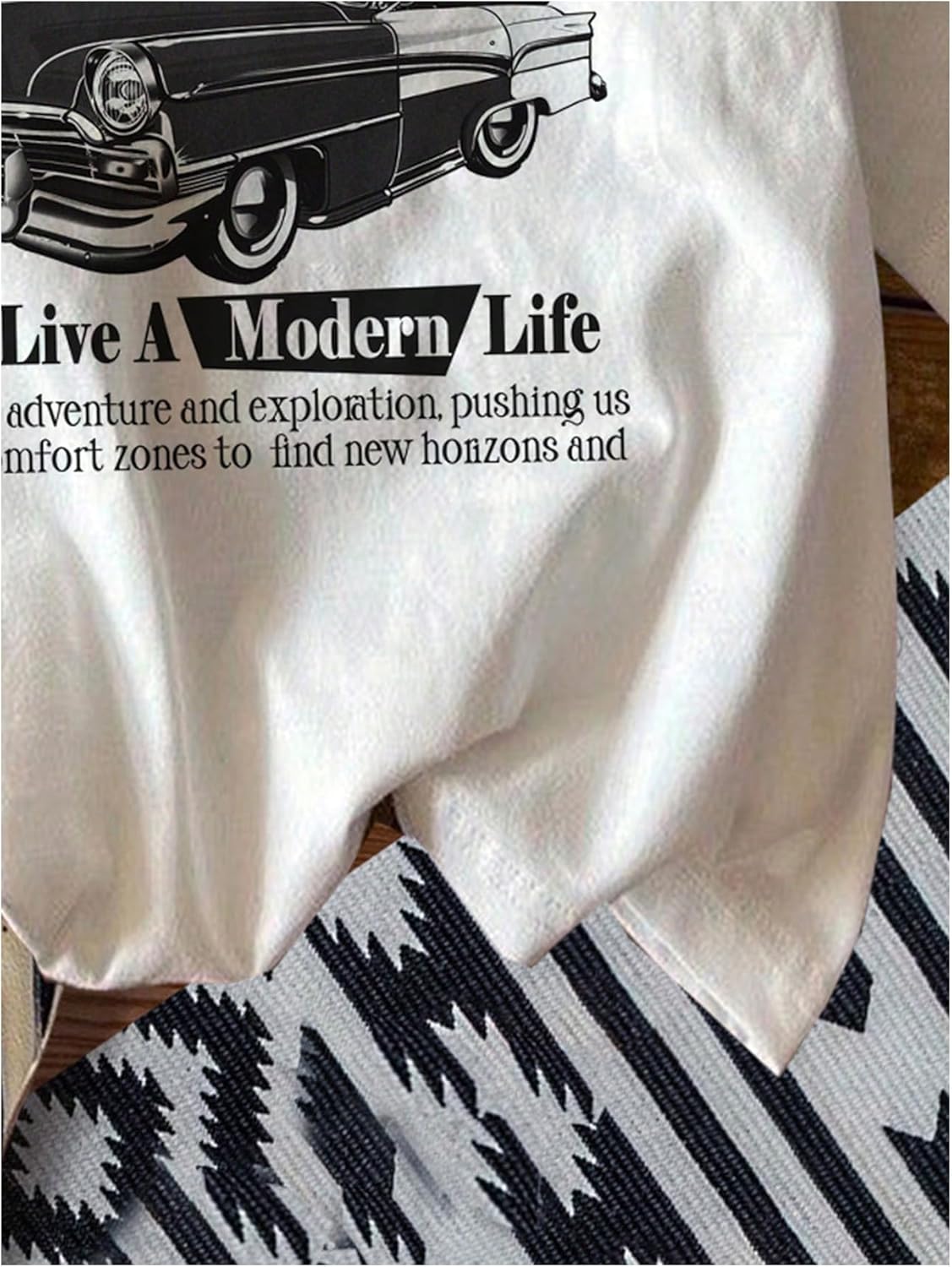 RoseSeek Women's Graphic Letter Tee Crew Neck Drop Shoulder Trendy Summer T Shirt Short Sleeve Vintage Car Print Top - Image 4