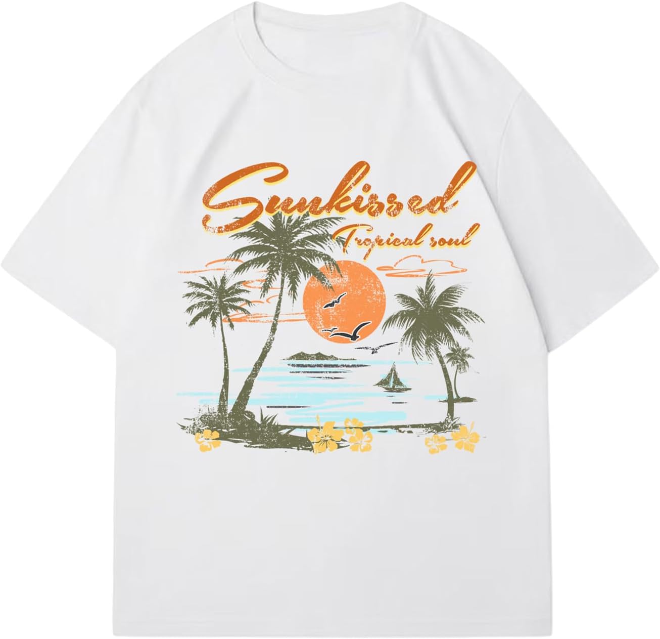 RoseSeek Women's Graphic Letter Tee Crew Neck Drop Shoulder Trendy Summer T Shirt Short Sleeve Vintage Car Print Top - Image 14