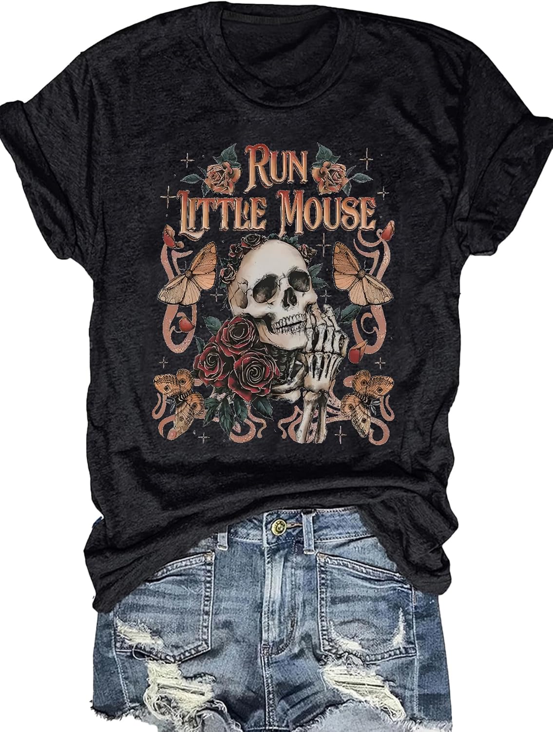 Skeleton Shirt Women Halloween Skeleton T-Shirt Skull Graphic Tees Casual Fall Short Sleeve Funny Casual Athletic Tops - Image 4