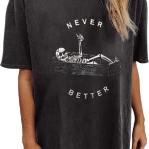 Summer Y2k Tops for Womens, Casual Vintage Short Sleeve T-Shirt, Girls Oversize Loose Round Neck Elastic Tee