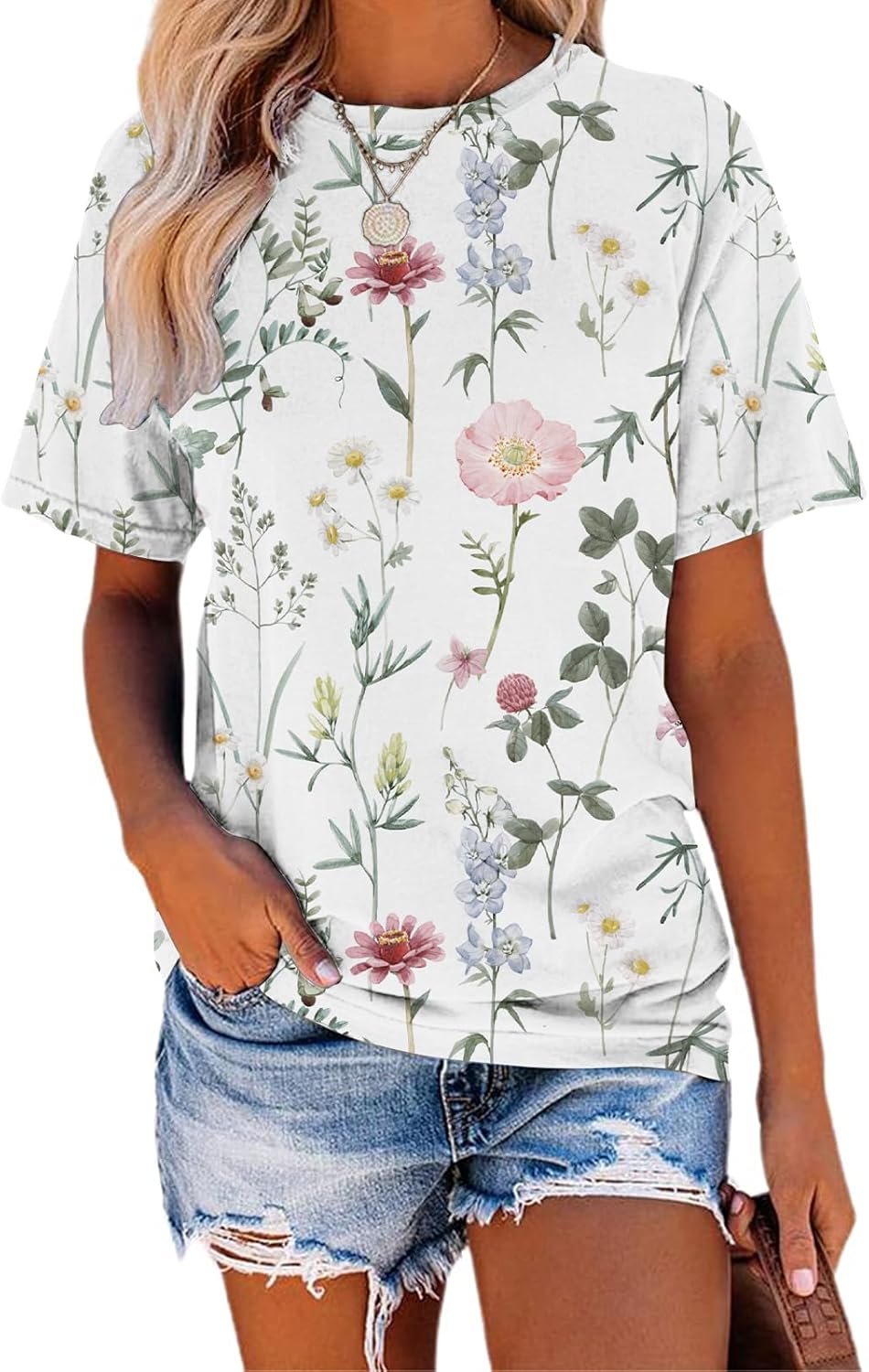 TAKEYAL Women Los Angeles Graphic T Shirts California Letter Print Short Sleeve Tee Loose Casual Tops - Image 14