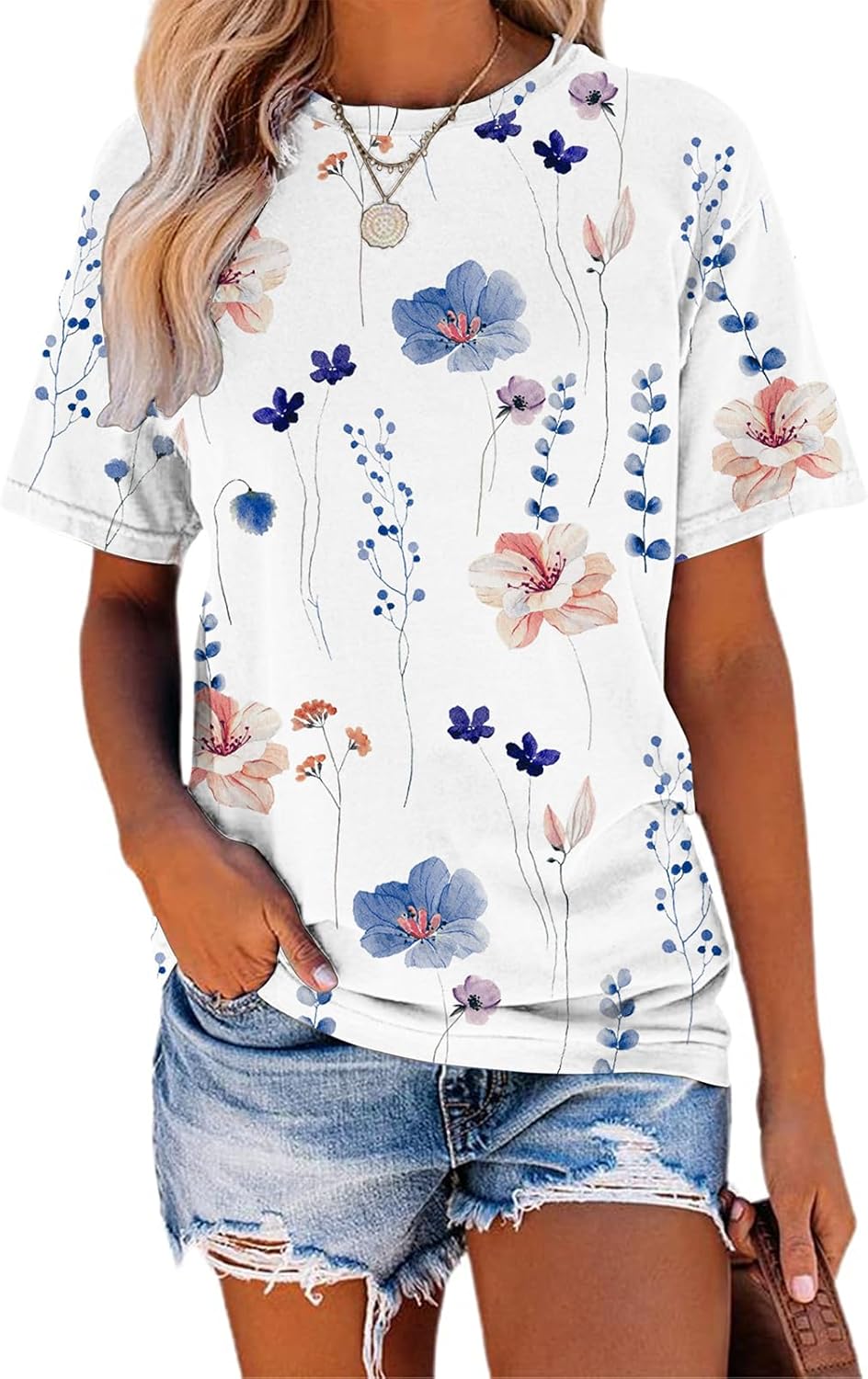 TAKEYAL Women Los Angeles Graphic T Shirts California Letter Print Short Sleeve Tee Loose Casual Tops - Image 29