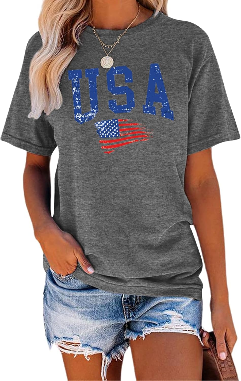 TAKEYAL Women Los Angeles Graphic T Shirts California Letter Print Short Sleeve Tee Loose Casual Tops - Image 30