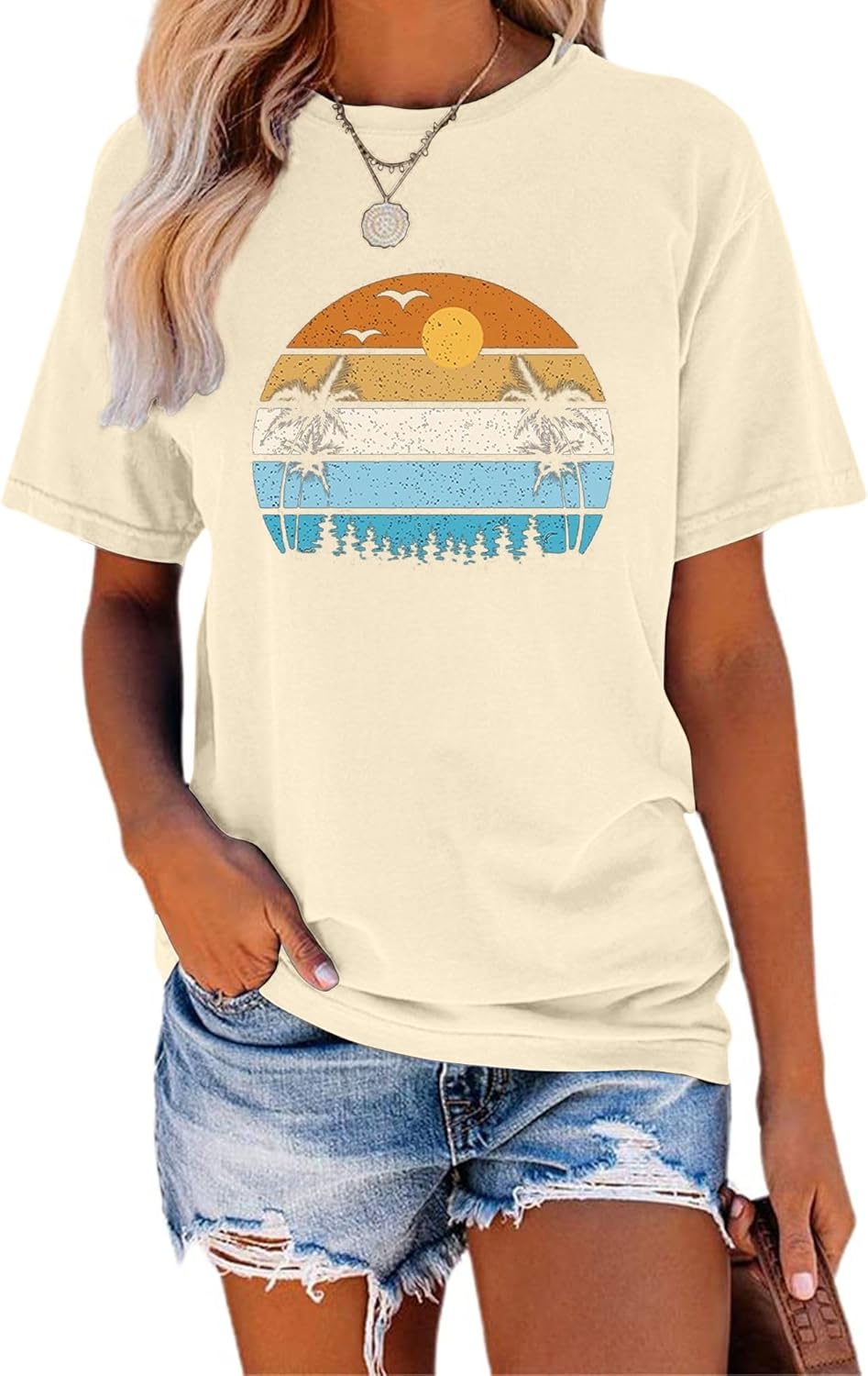 TAKEYAL Women Los Angeles Graphic T Shirts California Letter Print Short Sleeve Tee Loose Casual Tops - Image 23