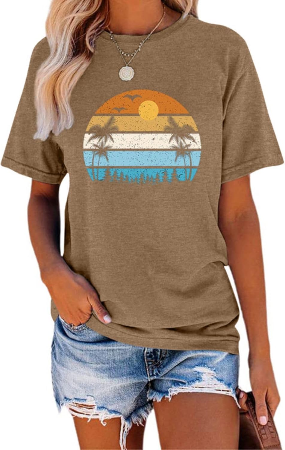 TAKEYAL Women Los Angeles Graphic T Shirts California Letter Print Short Sleeve Tee Loose Casual Tops - Image 7