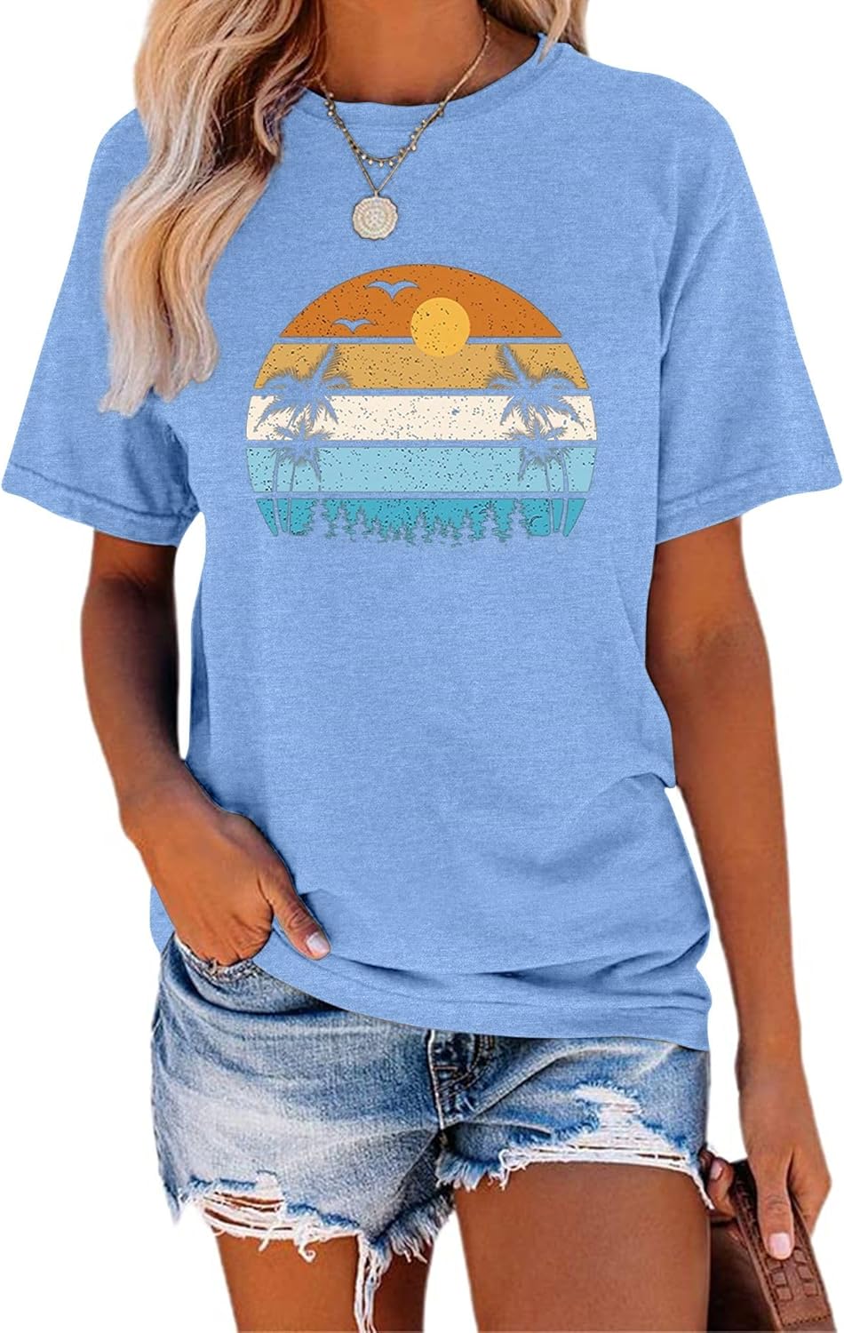 TAKEYAL Women Los Angeles Graphic T Shirts California Letter Print Short Sleeve Tee Loose Casual Tops - Image 16