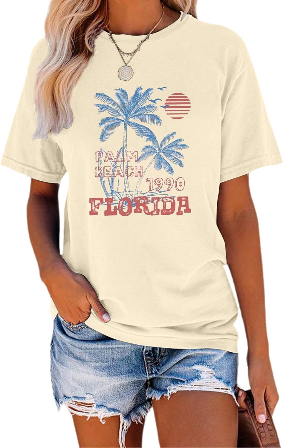 TAKEYAL Women Los Angeles Graphic T Shirts California Letter Print Short Sleeve Tee Loose Casual Tops - Image 19