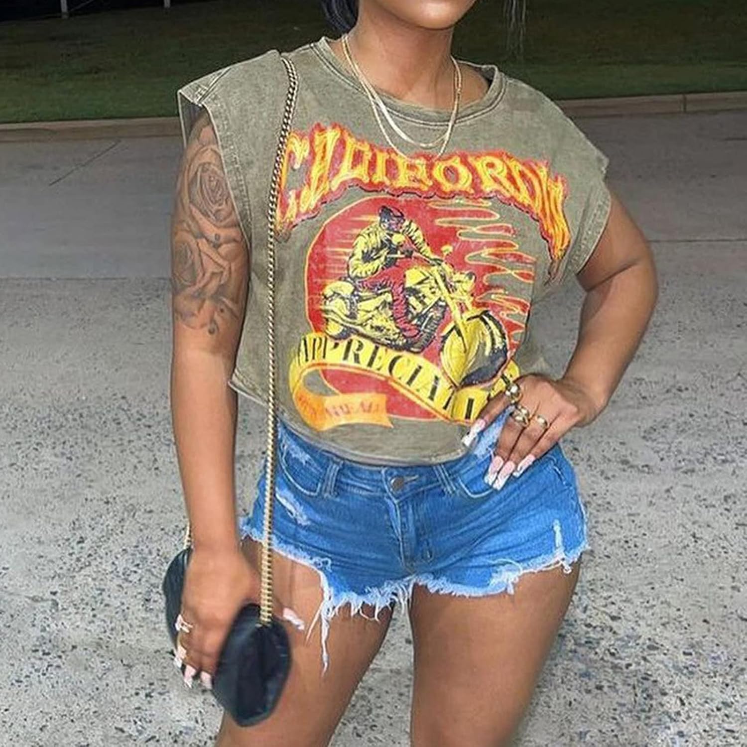 Tank Top for Women Sleeveless Crop Tops Crew Neck California Printing Graphic Cropped Tank Top Shirts - Image 4