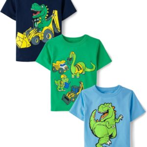 The Children's Place Baby Boys' and Toddler Dino Short Sleeve Graphic T-Shirts,multipacks
