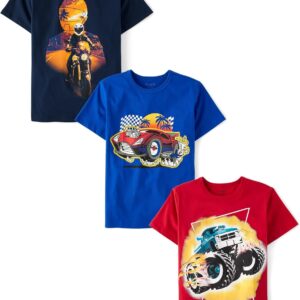 The Children's Place Boys' Vehicle Short Sleeve Graphic T-Shirts,multipacks