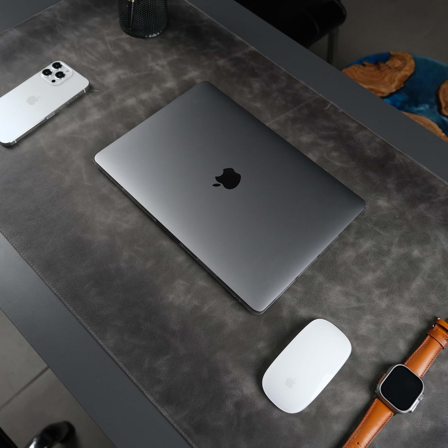 TORONATA Jersey Genuine Calfskin Leather Desk Pad, Office Desk Mat with Non-Slip Bottom, Smooth Surface for Mouse & Keyboard, Desk Protector (36x19 inches) (Black) - Image 10