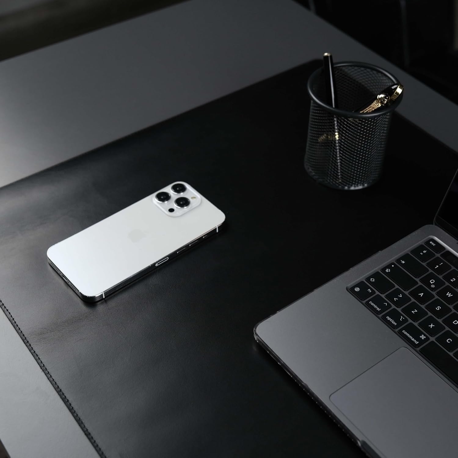 TORONATA Jersey Genuine Calfskin Leather Desk Pad, Office Desk Mat with Non-Slip Bottom, Smooth Surface for Mouse & Keyboard, Desk Protector (36x19 inches) (Black) - Image 5