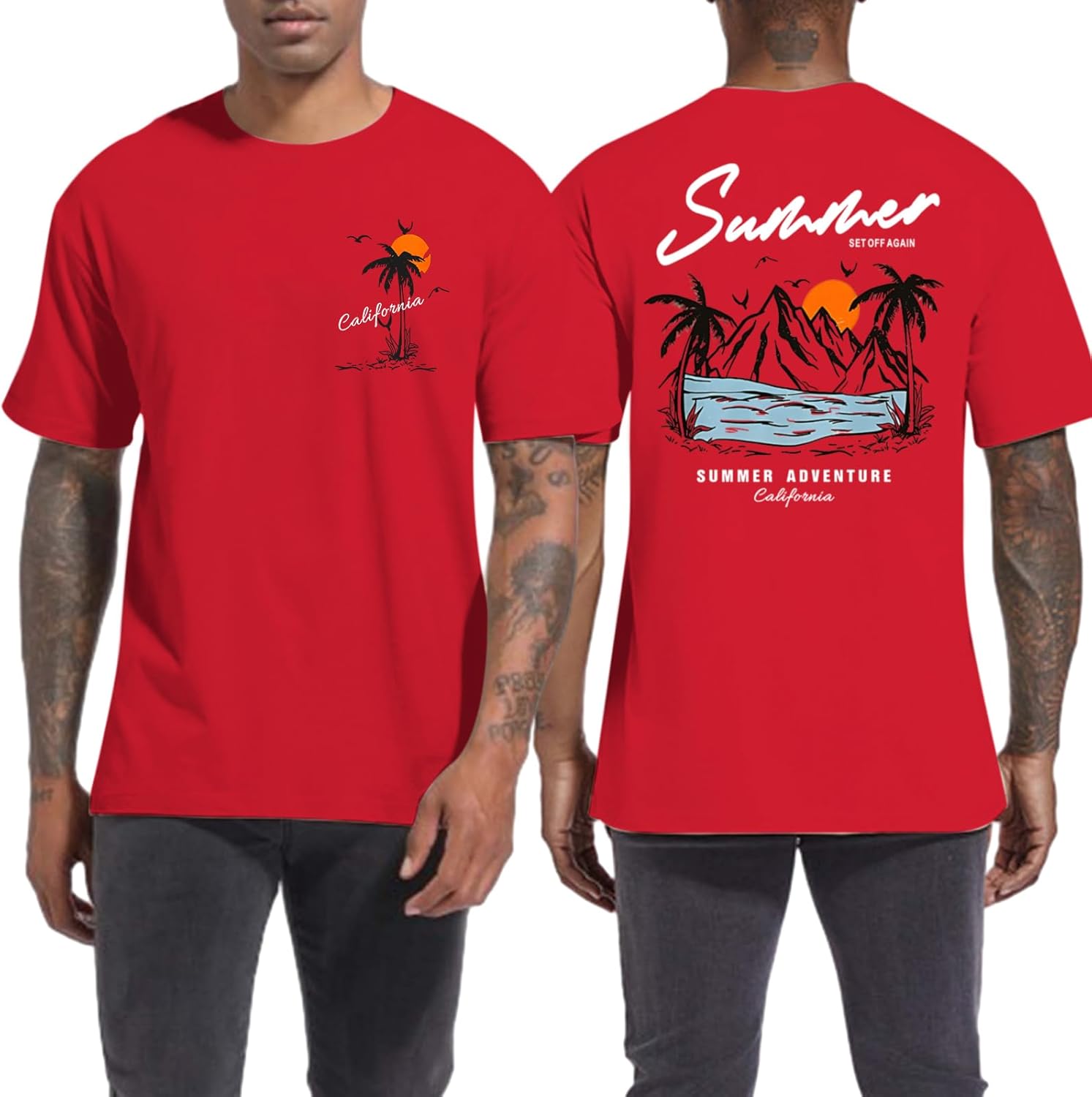 Tuislay Mens Graphic t-Shirts Casual Oversized Letter Print Beach Shirts Baggy Cotton Short Sleeve Tshirt Summer tee Top - Image 11