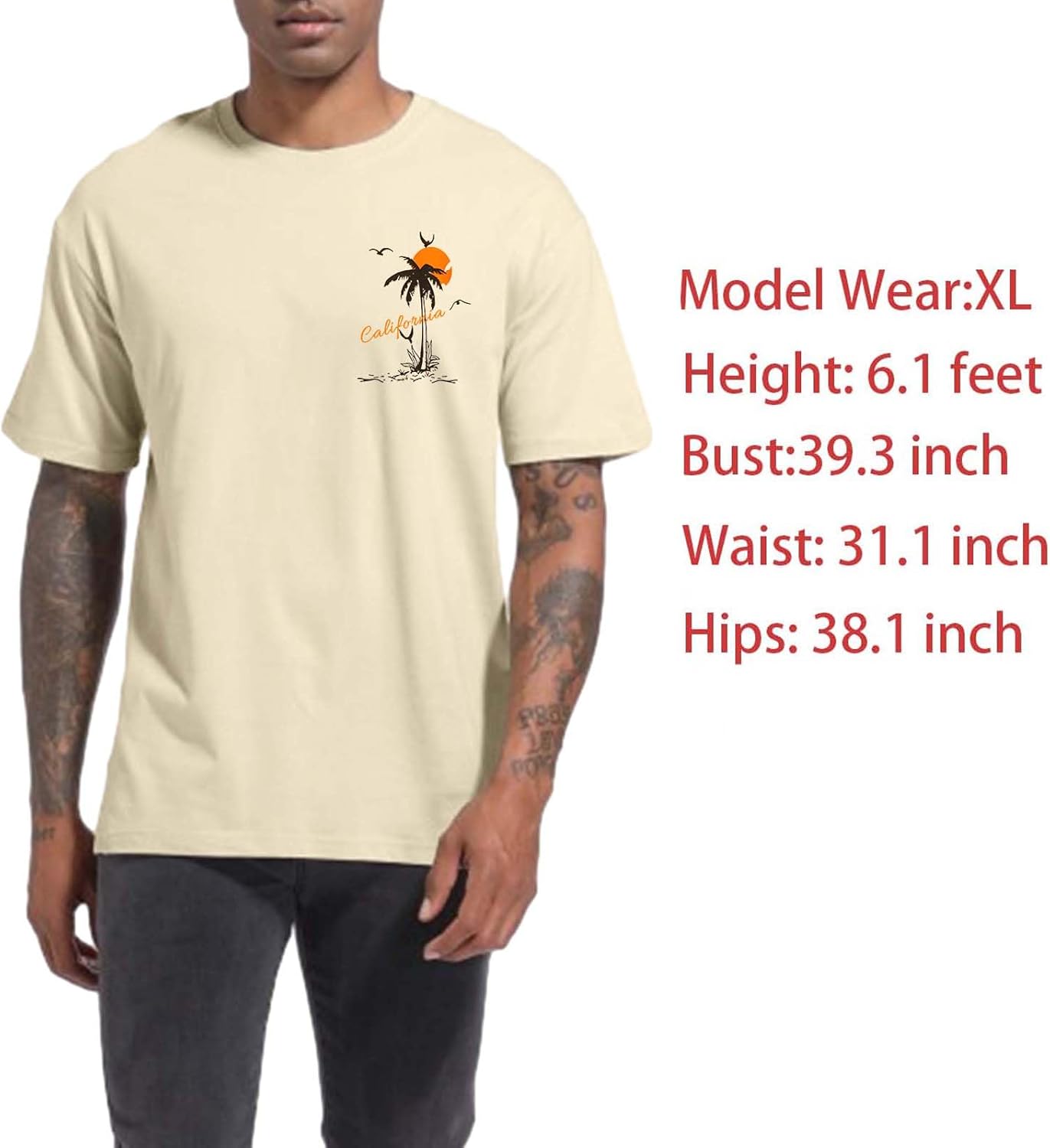 Tuislay Mens Graphic t-Shirts Casual Oversized Letter Print Beach Shirts Baggy Cotton Short Sleeve Tshirt Summer tee Top - Image 2