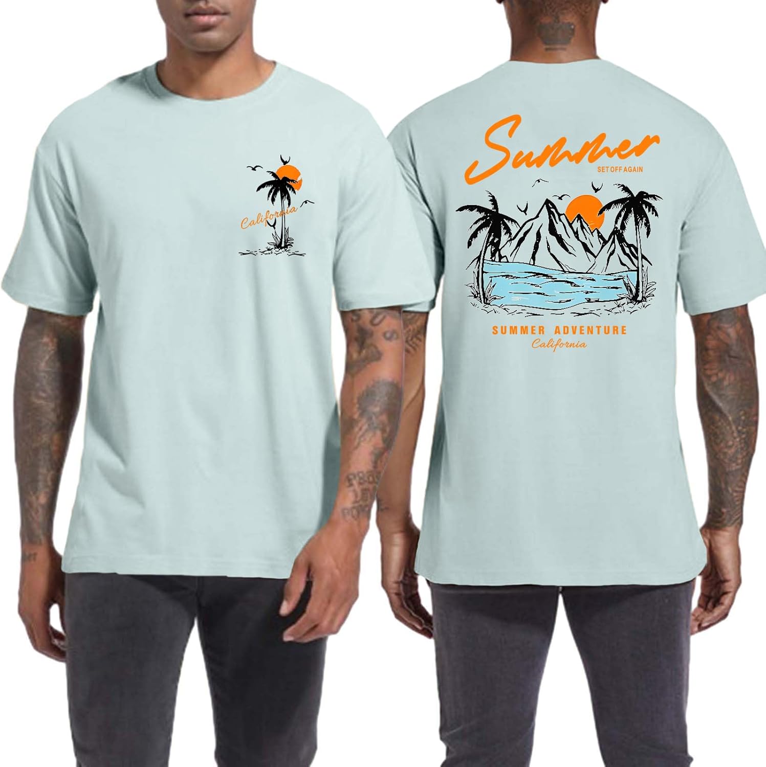 Tuislay Mens Graphic t-Shirts Casual Oversized Letter Print Beach Shirts Baggy Cotton Short Sleeve Tshirt Summer tee Top - Image 8