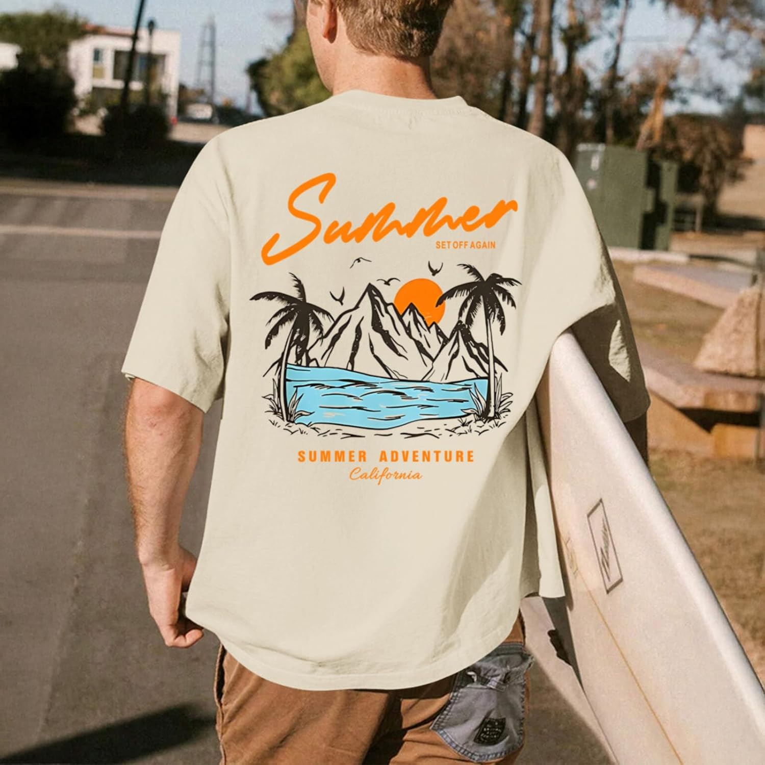 Tuislay Mens Graphic t-Shirts Casual Oversized Letter Print Beach Shirts Baggy Cotton Short Sleeve Tshirt Summer tee Top - Image 5