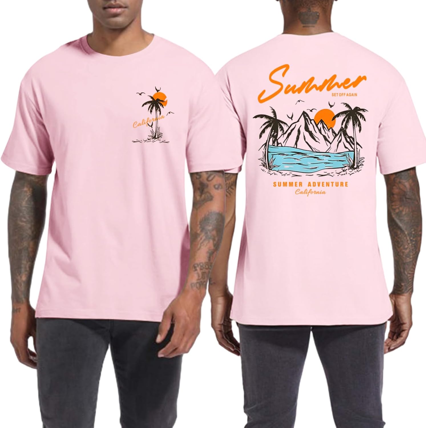 Tuislay Mens Graphic t-Shirts Casual Oversized Letter Print Beach Shirts Baggy Cotton Short Sleeve Tshirt Summer tee Top - Image 14