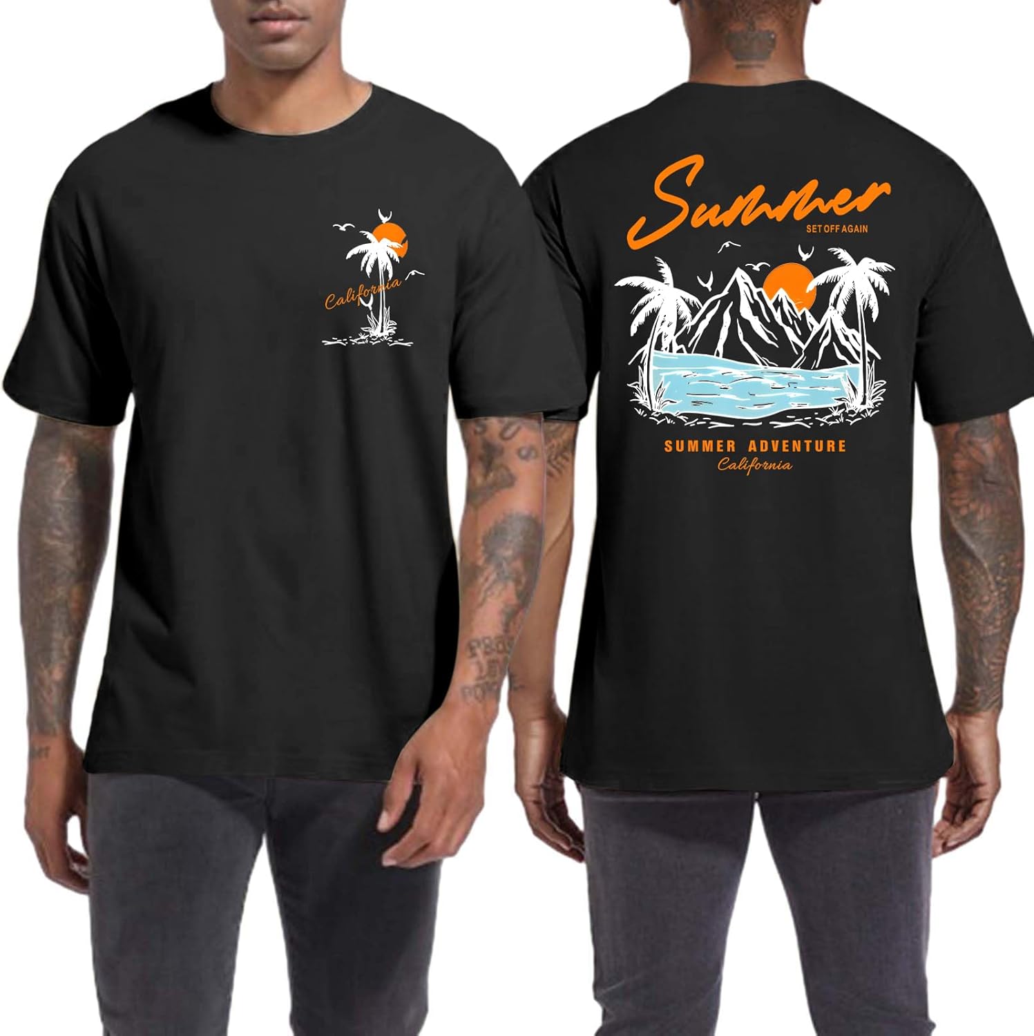 Tuislay Mens Graphic t-Shirts Casual Oversized Letter Print Beach Shirts Baggy Cotton Short Sleeve Tshirt Summer tee Top - Image 15