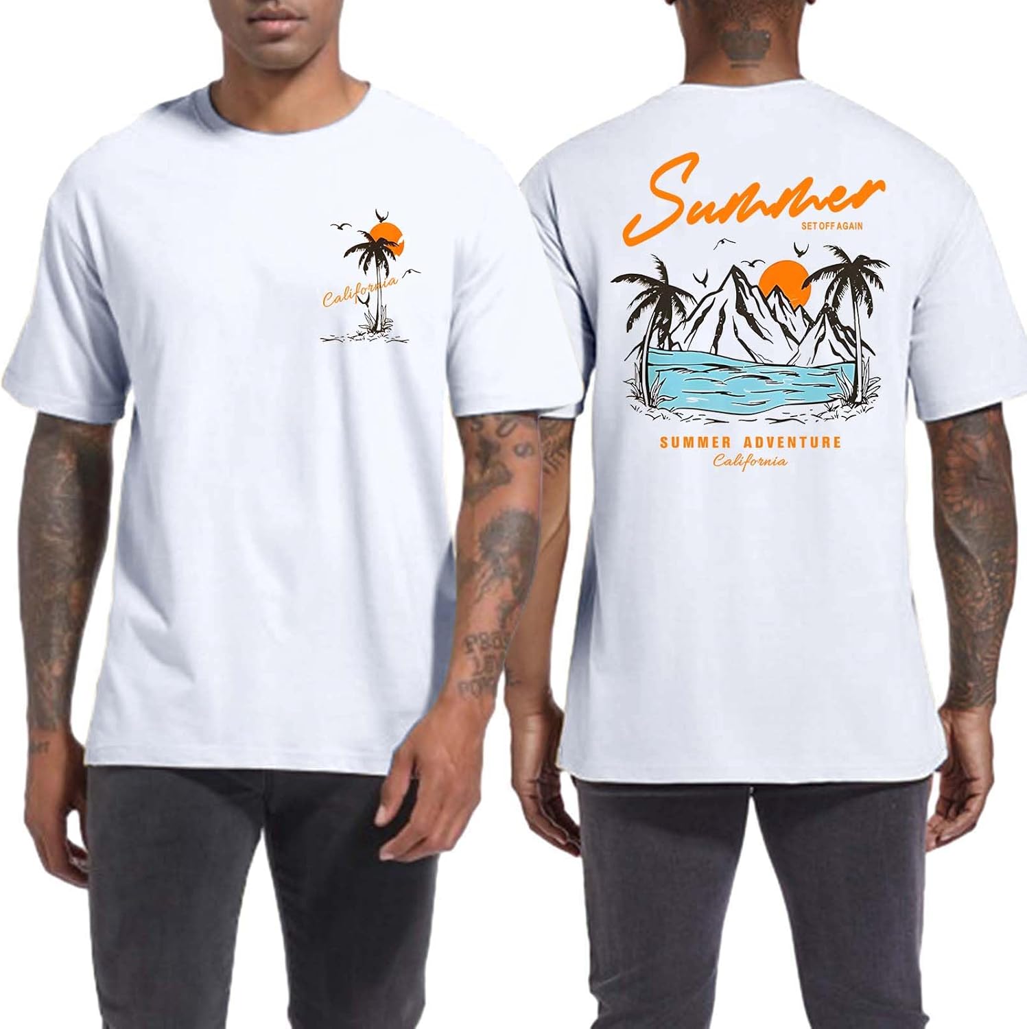 Tuislay Mens Graphic t-Shirts Casual Oversized Letter Print Beach Shirts Baggy Cotton Short Sleeve Tshirt Summer tee Top - Image 10