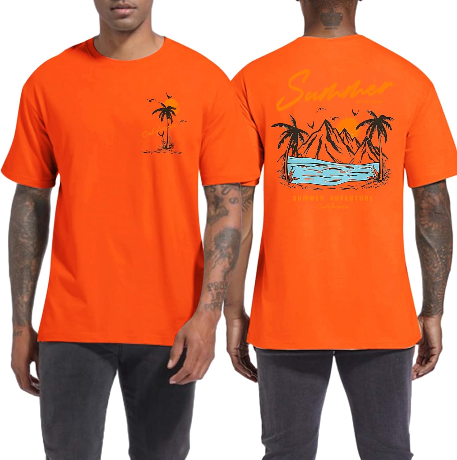 Tuislay Mens Graphic t-Shirts Casual Oversized Letter Print Beach Shirts Baggy Cotton Short Sleeve Tshirt Summer tee Top - Image 9