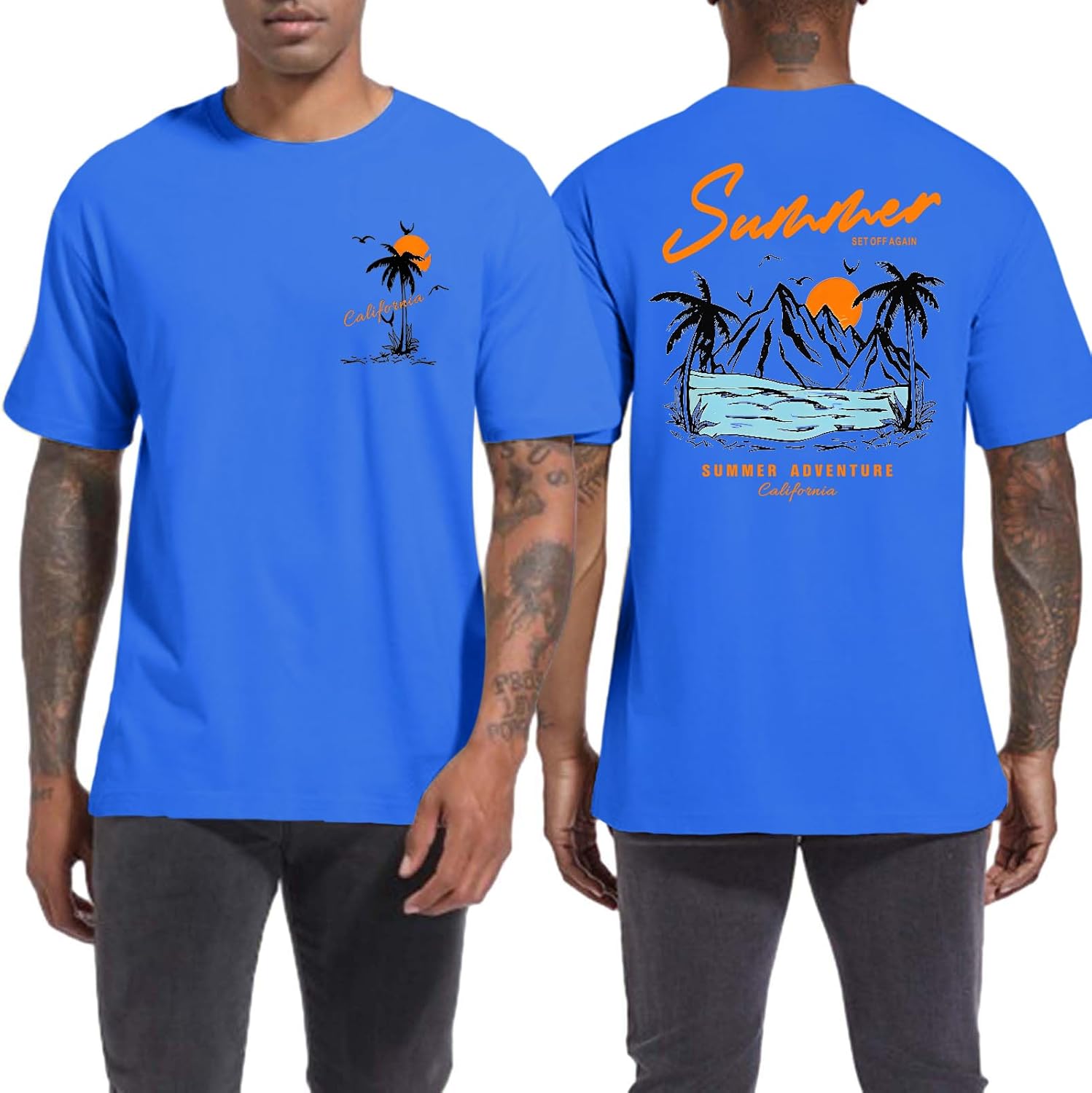 Tuislay Mens Graphic t-Shirts Casual Oversized Letter Print Beach Shirts Baggy Cotton Short Sleeve Tshirt Summer tee Top - Image 13