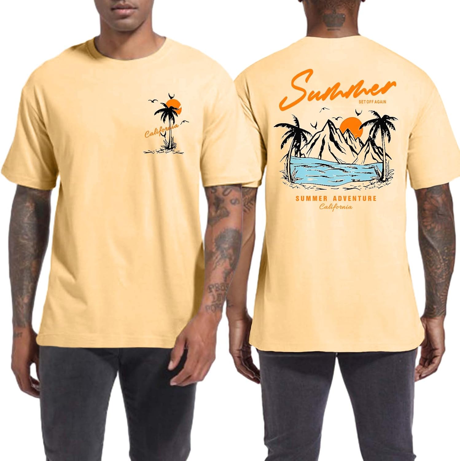 Tuislay Mens Graphic t-Shirts Casual Oversized Letter Print Beach Shirts Baggy Cotton Short Sleeve Tshirt Summer tee Top - Image 16