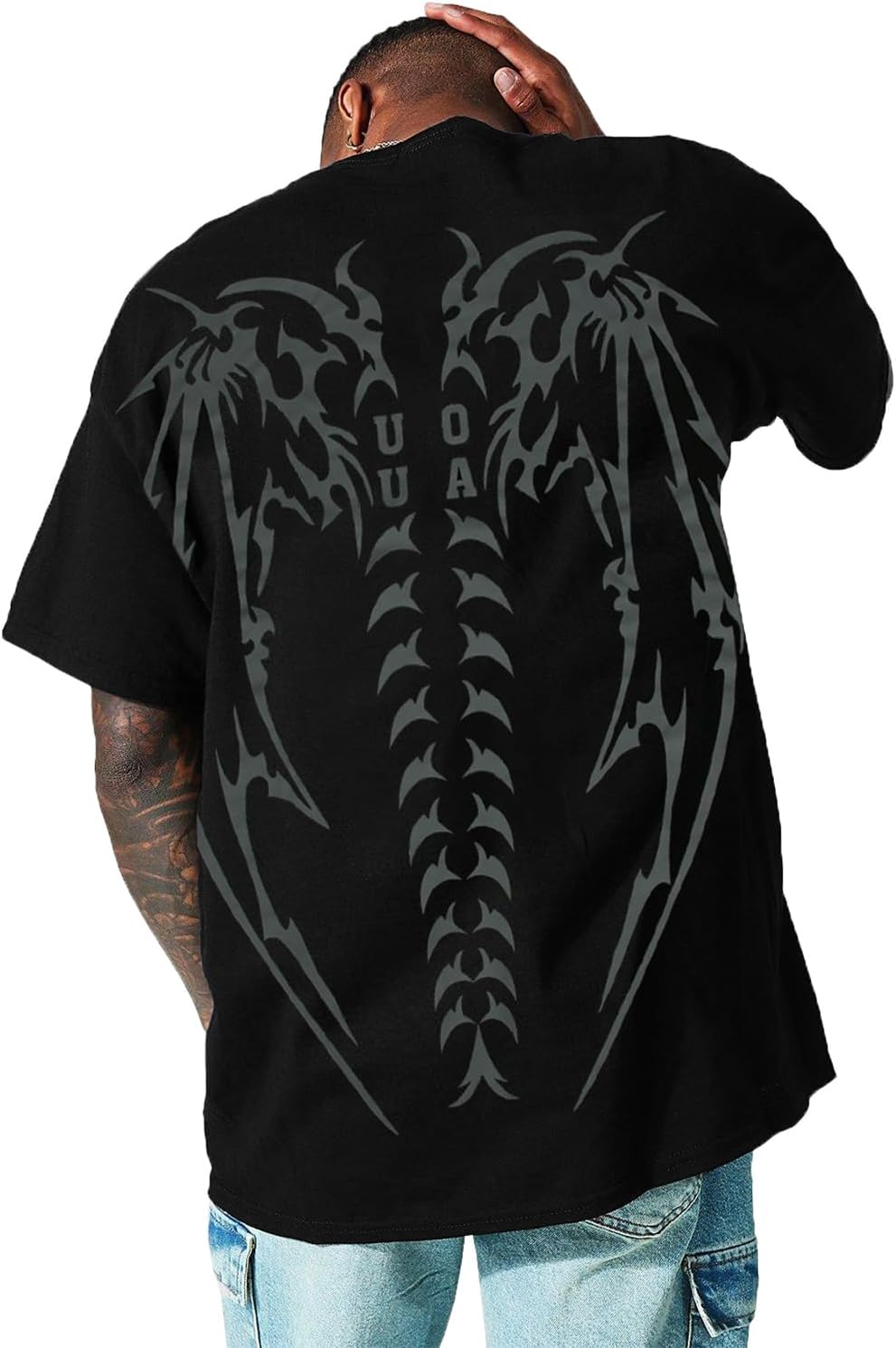 UOUA Mens Graphic Tees Vintage T-Shirts Oversized Letter Print Casual Crewneck Cotton Top Short Sleeve Rapper Streetwear - Image 23