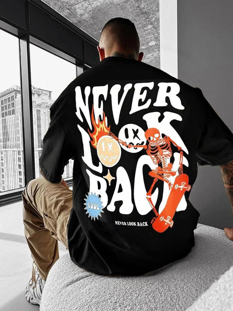 UOUA Mens Graphic Tees Vintage T-Shirts Oversized Letter Print Casual Crewneck Cotton Top Short Sleeve Rapper Streetwear - Image 4