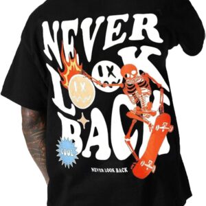 UOUA Mens Graphic Tees Vintage T-Shirts Oversized Letter Print Casual Crewneck Cotton Top Short Sleeve Rapper Streetwear