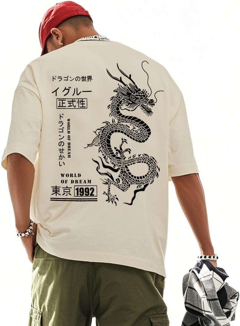 UOUA Mens Graphic Tees Vintage T-Shirts Oversized Letter Print Casual Crewneck Cotton Top Short Sleeve Rapper Streetwear - Image 11