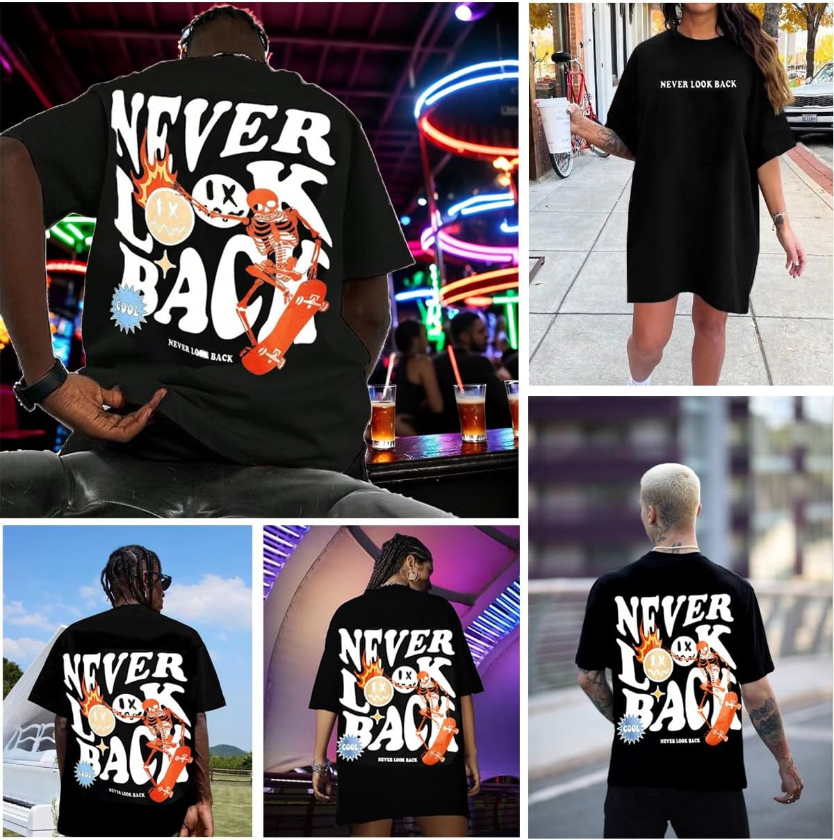 UOUA Mens Graphic Tees Vintage T-Shirts Oversized Letter Print Casual Crewneck Cotton Top Short Sleeve Rapper Streetwear - Image 5