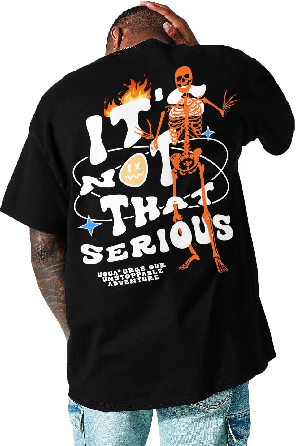 UOUA Mens Graphic Tees Vintage T-Shirts Oversized Letter Print Casual Crewneck Cotton Top Short Sleeve Rapper Streetwear - Image 24